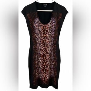 Just Cavalli Animal Print Black Short Sleeve Dress XS (IT 38)